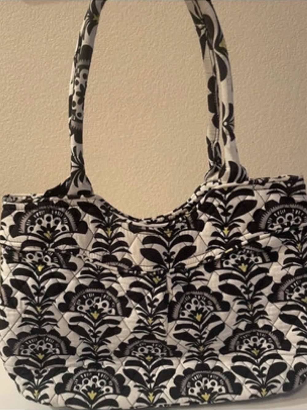 Vera Bradley Quilted Black & White Floral Tote Bag